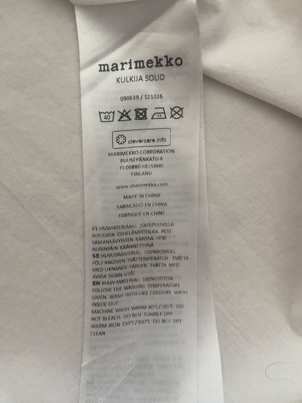 MARIMEKKO Kulkija Cotton Poplin Tie Neck Blouse White US 4 Scandi Relaxed Fit - Picture 5 of 7